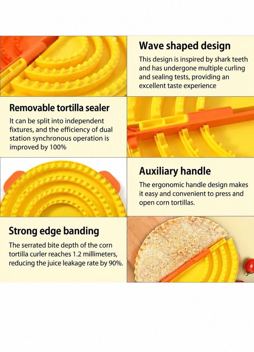 Twostubir 4-in-1 Tortilla Sealer Press 4 6 8 10" Stuffed Taco Burrito Maker